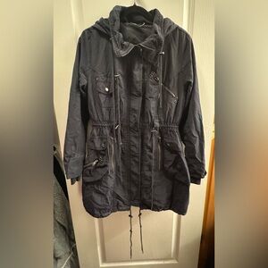 Paparazzi Dark Gray/Black Hooded Utility Jacket